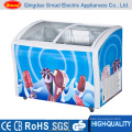 Sliding curved glass door ice cream freezer showcase